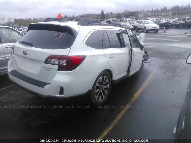 4S4BSANC7H3295731 - 2017 SUBARU OUTBACK 2.5I LIMITED WHITE photo 4