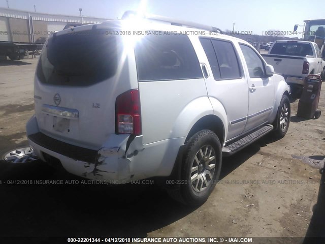 5N1AR18U49C616606 - 2009 NISSAN PATHFINDER S/LE/SE WHITE photo 4