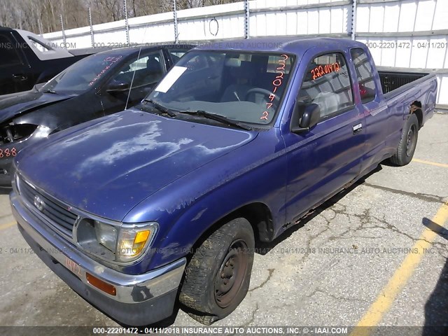 4TAVL52N6TZ095811 - 1996 TOYOTA TACOMA XTRACAB BLUE photo 2