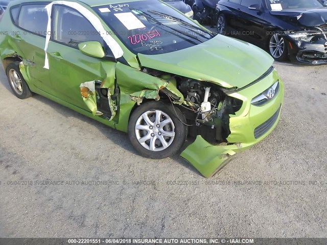 KMHCT5AE0EU171600 - 2014 HYUNDAI ACCENT GLS/GS GREEN photo 6