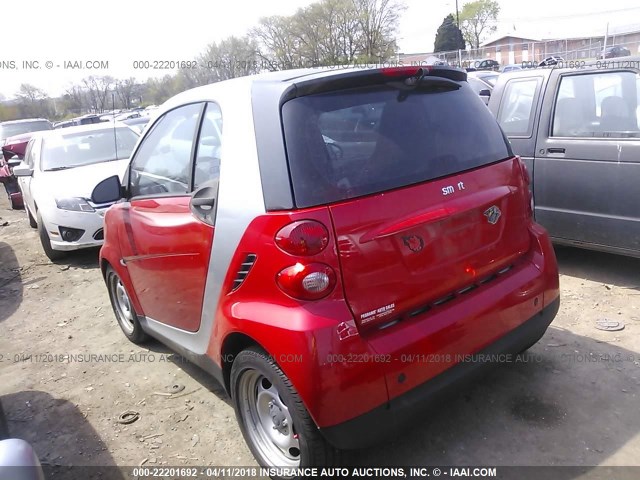 WMEEJ31X09K257128 - 2009 SMART FORTWO PURE/PASSION RED photo 3