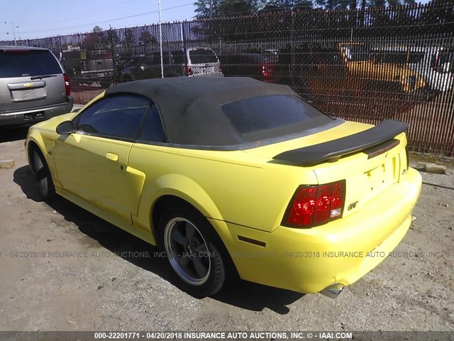 1FAFP45X82F129337 - 2002 FORD MUSTANG GT YELLOW photo 3