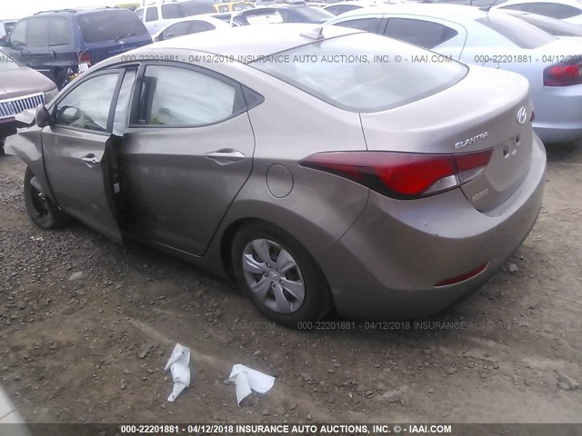 5NPDH4AE4GH692661 - 2016 HYUNDAI ELANTRA SE/SPORT/LIMITED BROWN photo 3