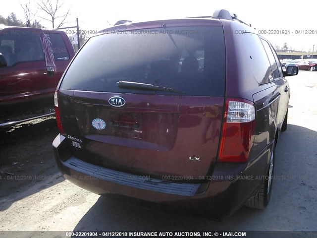 KNDMB233276190873 - 2007 KIA SEDONA EX/LX RED photo 4