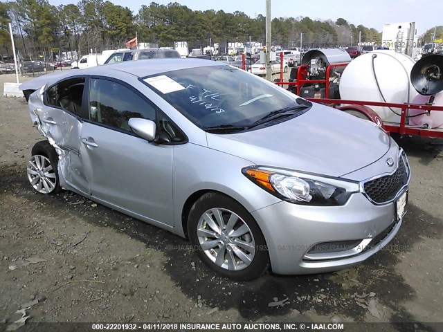 KNAFX4A65E5236263 - 2014 KIA FORTE LX SILVER photo 1