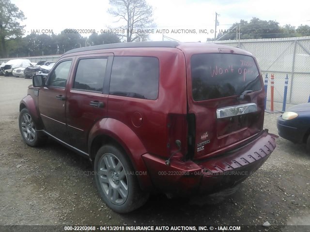 1D8GT58K38W219165 - 2008 DODGE NITRO SLT BURGUNDY photo 3