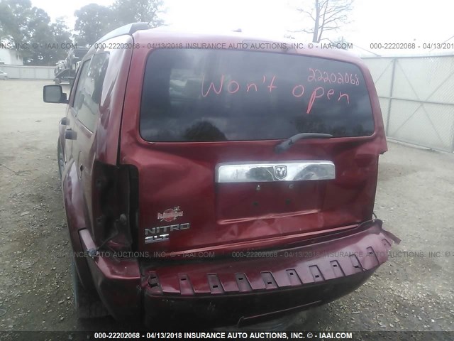 1D8GT58K38W219165 - 2008 DODGE NITRO SLT 勃艮第红 照片 6
