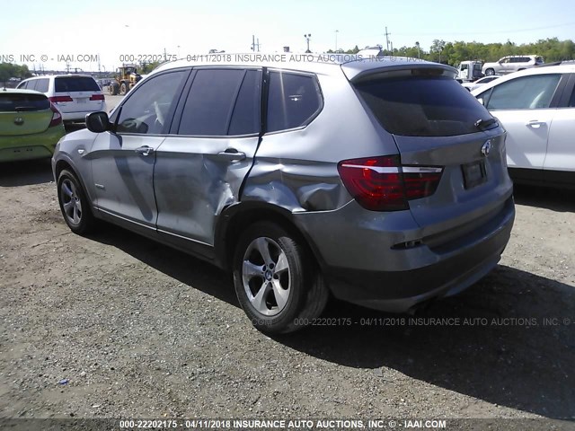 5UXWX5C57CL723761 - 2012 BMW X3 XDRIVE28I GRAY photo 3