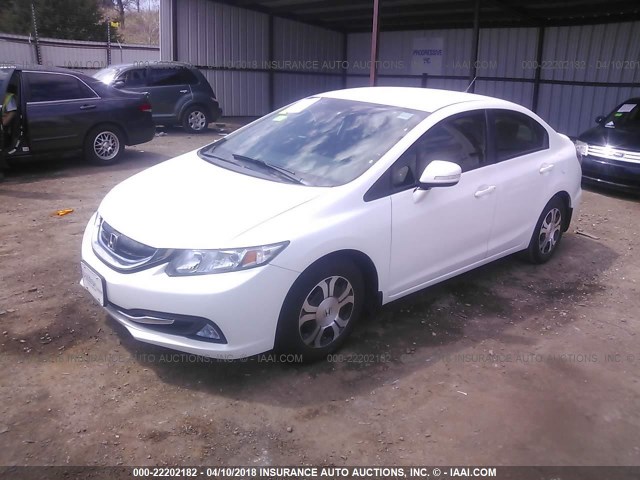 19XFB4F38DE000337 - 2013 HONDA CIVIC HYBRID L WHITE photo 2