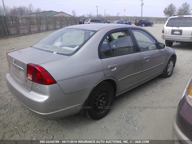 2HGES16682H566389 - 2002 HONDA CIVIC LX TAN photo 4