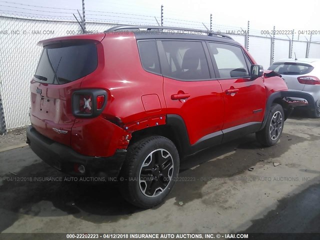 ZACCJBCB4HPE87826 - 2017 JEEP RENEGADE TRAILHAWK RED photo 4