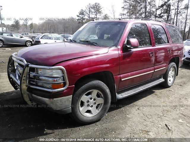 1GNEK13T44R153243 - 2004 CHEVROLET TAHOE K1500 RED photo 2