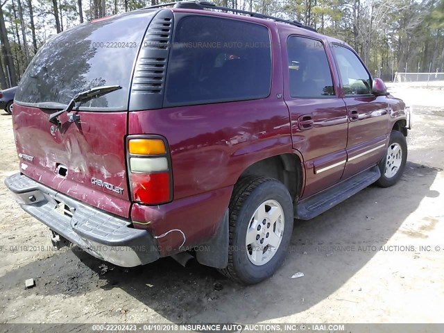 1GNEK13T44R153243 - 2004 CHEVROLET TAHOE K1500 RED photo 4