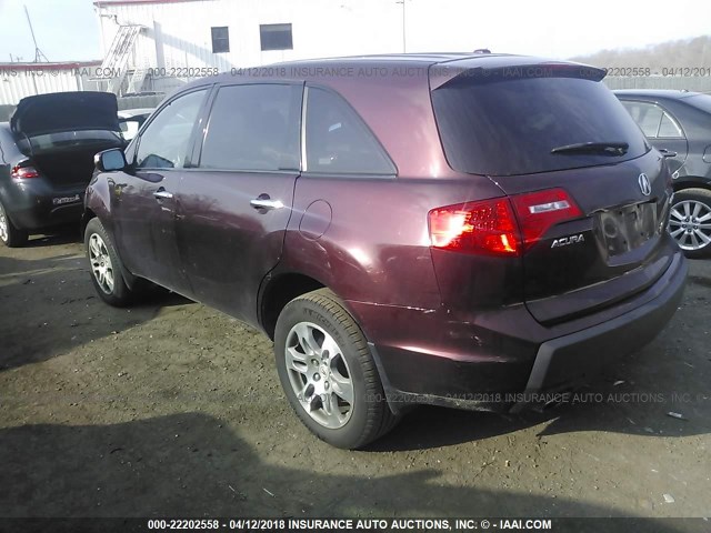 2HNYD28629H530663 - 2009 ACURA MDX TECHNOLOGY MAROON photo 3