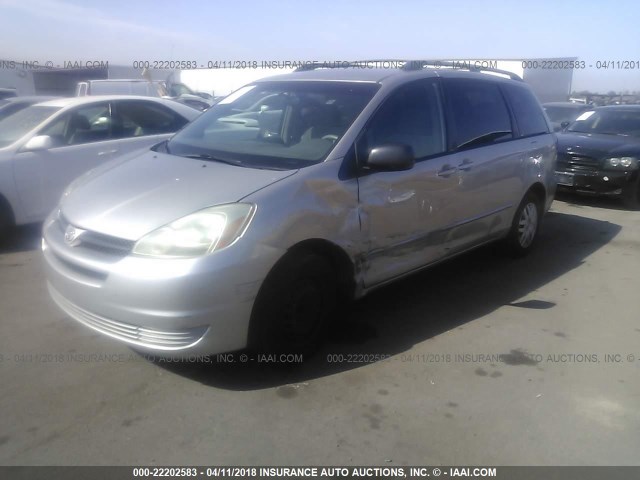 5TDZA23C65S254886 - 2005 TOYOTA SIENNA CE/LE SILVER photo 2