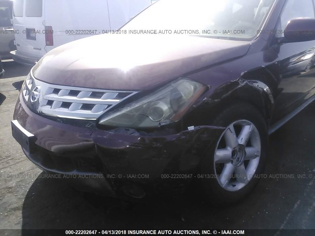 JN8AZ08T65W331036 - 2005 NISSAN MURANO SL/SE/S BURGUNDY photo 6