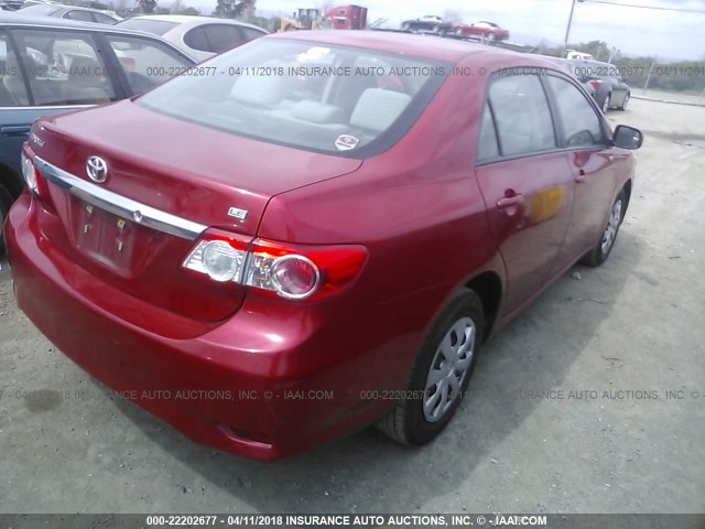2T1BU4EE4BC615815 - 2011 TOYOTA COROLLA S/LE RED photo 4