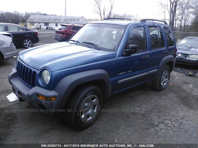 1J4GL48K83W606161 - 2003 JEEP LIBERTY SPORT/FREEDOM BLUE photo 2