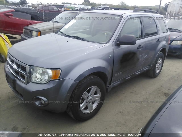 1FMCU49HX8KB59363 - 2008 FORD ESCAPE HEV GRAY photo 2