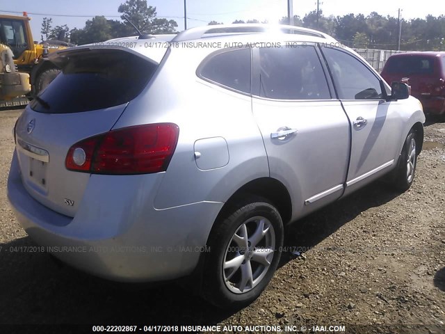 JN8AS5MT6BW168780 - 2011 NISSAN ROGUE S/SV/KROM SILVER photo 4