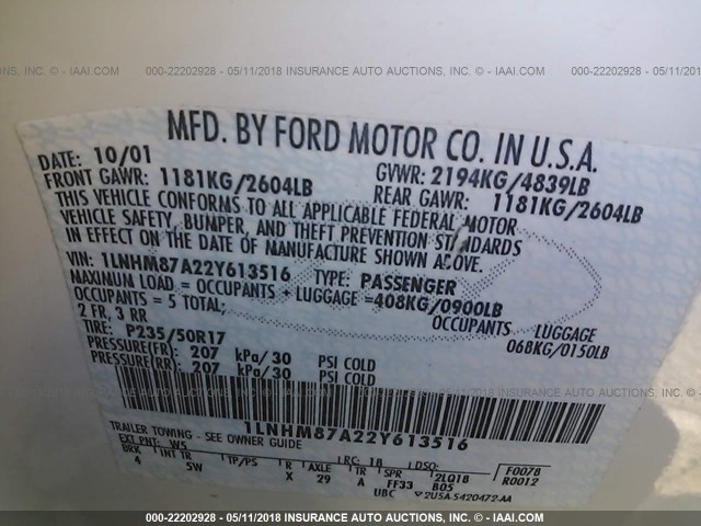 1LNHM87A22Y613516 - 2002 LINCOLN LS 白色 照片 9