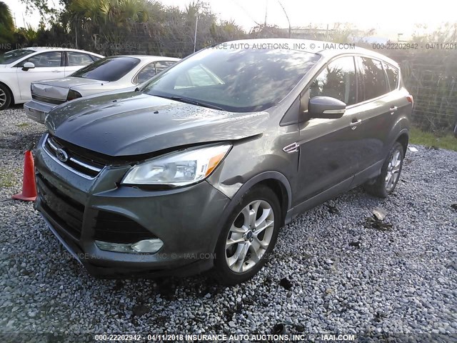 1FMCU0HX0DUD07794 - 2013 FORD ESCAPE SEL GRAY photo 2