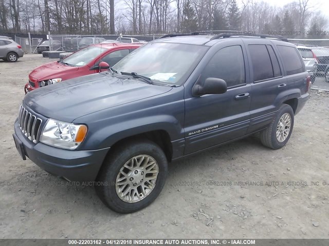 1J4GW58N22C111266 - 2002 JEEP GRAND CHEROKEE LIMITED BLUE photo 2