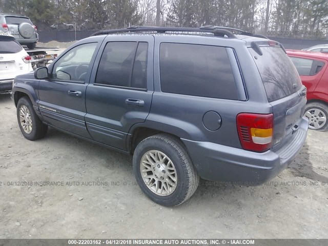 1J4GW58N22C111266 - 2002 JEEP GRAND CHEROKEE LIMITED BLUE photo 3