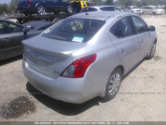 3N1CN7AP1CL911483 - 2012 NISSAN VERSA S/SV/SL SILVER photo 4