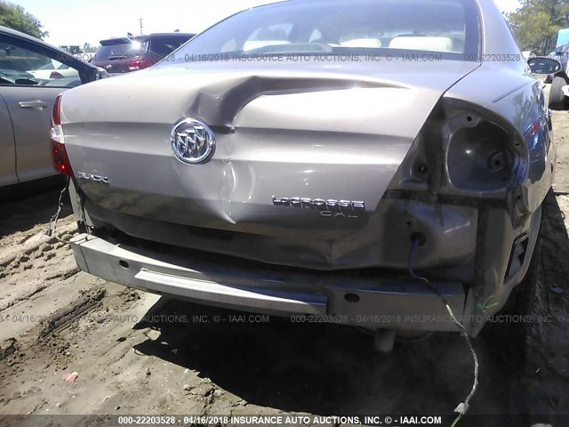 2G4WD582961284237 - 2006 BUICK LACROSSE CXL BEIGE photo 6