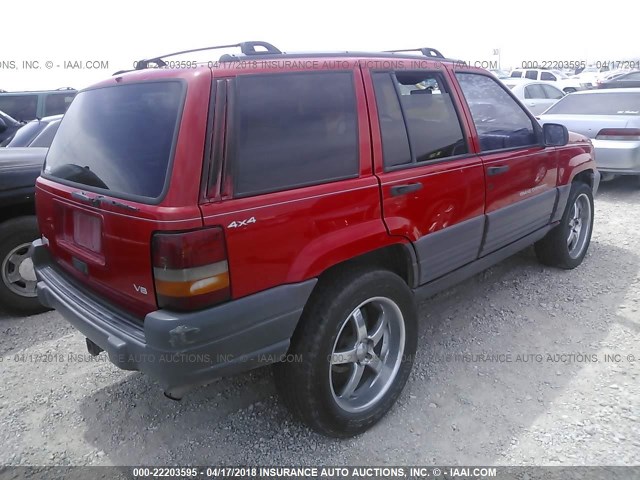 1J4GZ58Y6TC375030 - 1996 JEEP GRAND CHEROKEE LAREDO RED photo 4