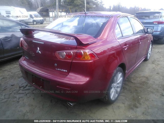 JA3AU86W39U014322 - 2009 MITSUBISHI LANCER GTS RED photo 4