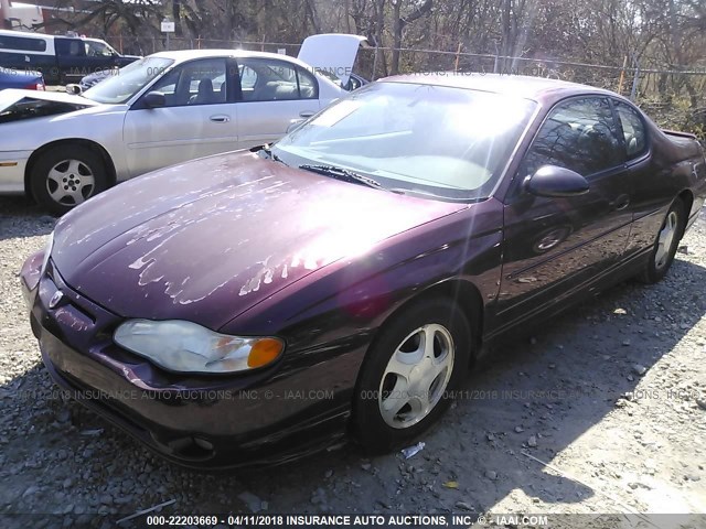 2G1WX15K129233683 - 2002 CHEVROLET MONTE CARLO SS ბურგუნდია ფოტო 2