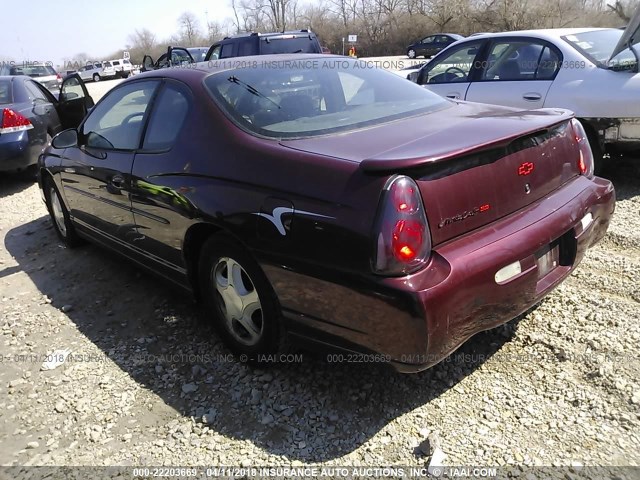 2G1WX15K129233683 - 2002 CHEVROLET MONTE CARLO SS BURGUNDY photo 3