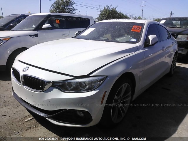 WBA4F7C35HG788143 - 2017 BMW 430I GRAN COUPE WHITE photo 2