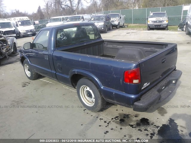 1GCCS14H038160253 - 2003 CHEVROLET S TRUCK S10 BLUE photo 3