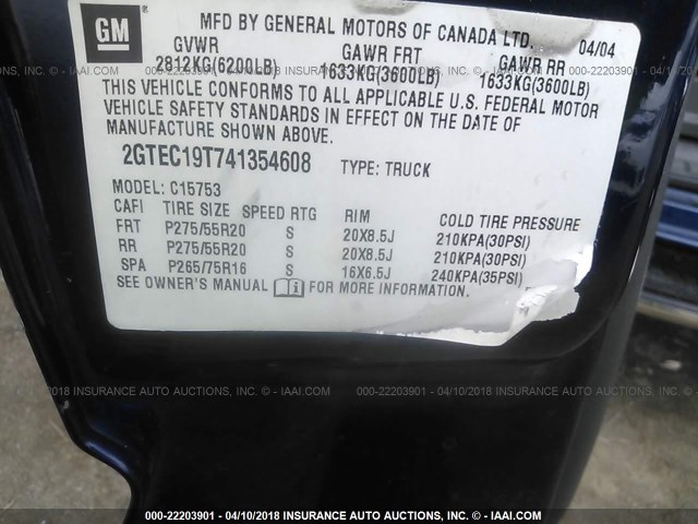 2GTEC19T741354608 - 2004 GMC NEW SIERRA C1500 BLUE photo 9