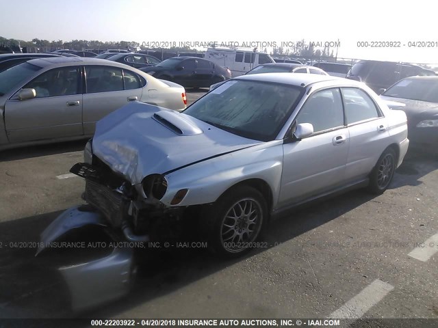 JF1GD29652G511239 - 2002 SUBARU IMPREZA WRX SILVER photo 2