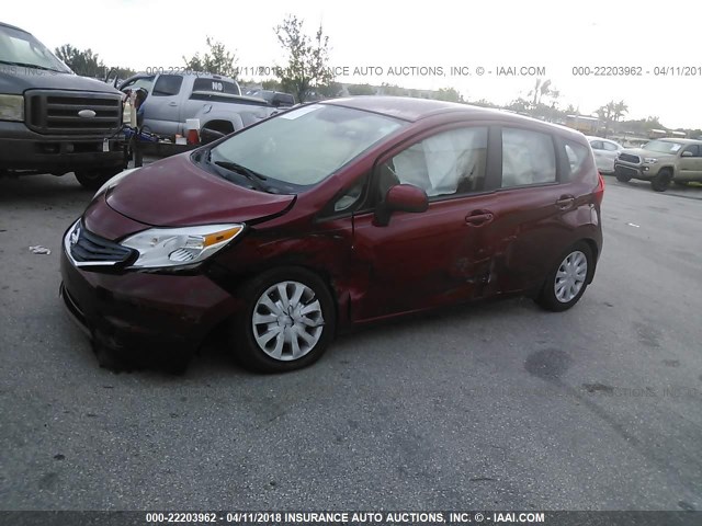 3N1CE2CP0EL382689 - 2014 NISSAN VERSA NOTE S/S PLUS/SV/SL RED photo 2