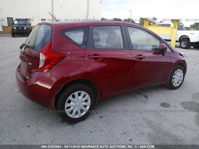 3N1CE2CP0EL382689 - 2014 NISSAN VERSA NOTE S/S PLUS/SV/SL RED photo 4