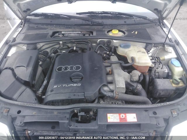 WAUDC68D51A001432 - 2001 AUDI A4 1.8T QUATTRO SILVER photo 10