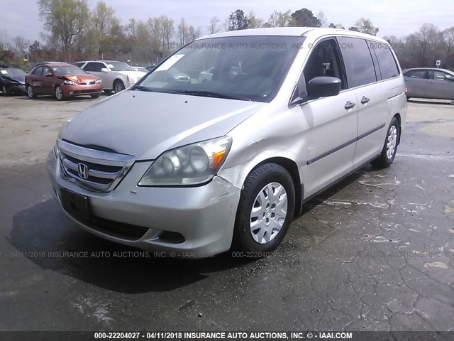 5FNRL38216B105257 - 2006 HONDA ODYSSEY LX SILVER photo 2