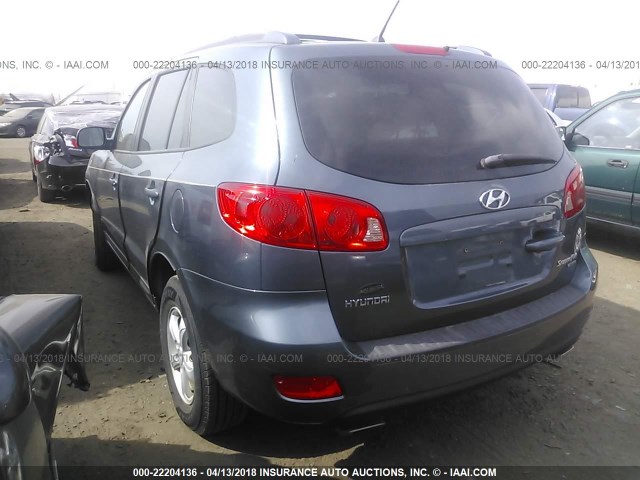 5NMSG73D77H013155 - 2007 HYUNDAI SANTA FE GLS BLUE photo 3