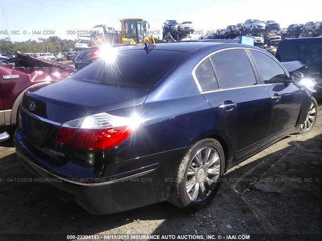 KMHGC4DE6BU122968 - 2011 HYUNDAI GENESIS 3.8L BLUE photo 4