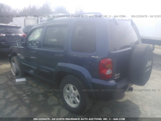 1J4GL58K52W121710 - 2002 JEEP LIBERTY LIMITED BLUE photo 3