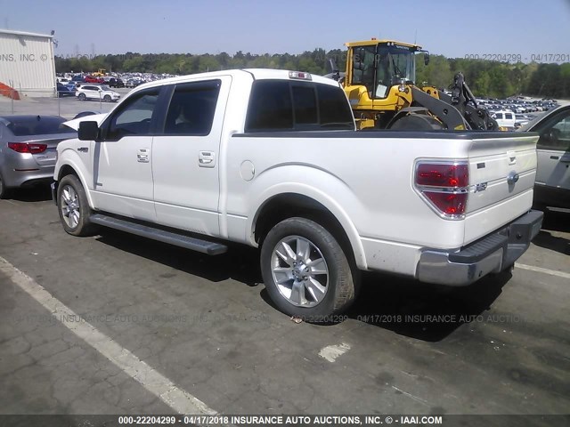 1FTFW1CT1BFB51563 - 2011 FORD F150 SUPERCREW WHITE photo 3