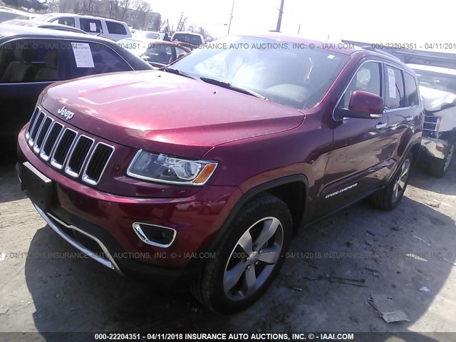 1C4RJFBG3EC497584 - 2014 JEEP GRAND CHEROKEE LIMITED RED photo 2