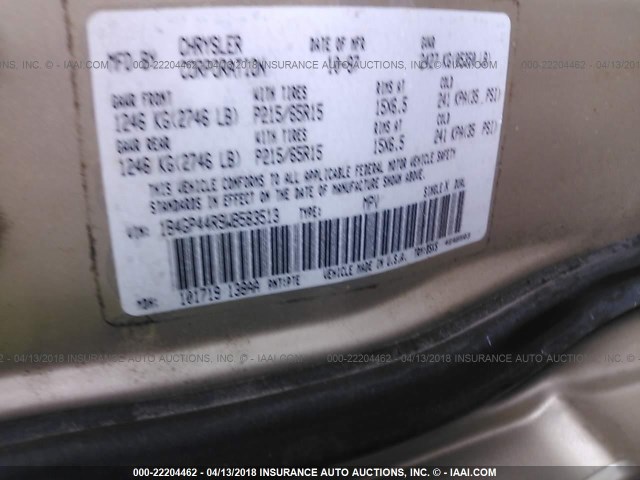 1B4GP44R9WB583513 - 1998 DODGE GRAND CARAVAN SE/SPORT BEIGE photo 9