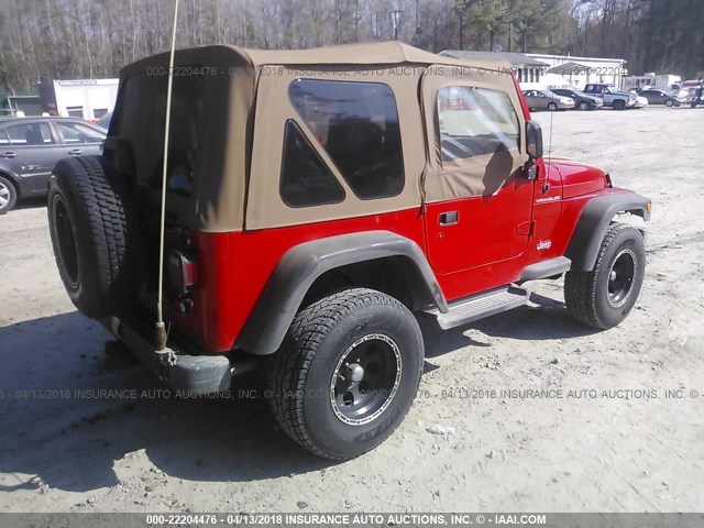 1J4FY29P0VP464588 - 1997 JEEP WRANGLER / TJ SE RED photo 4