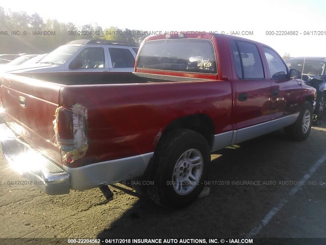 1B7HL2AN41S284478 - 2001 DODGE DAKOTA QUAD RED photo 4